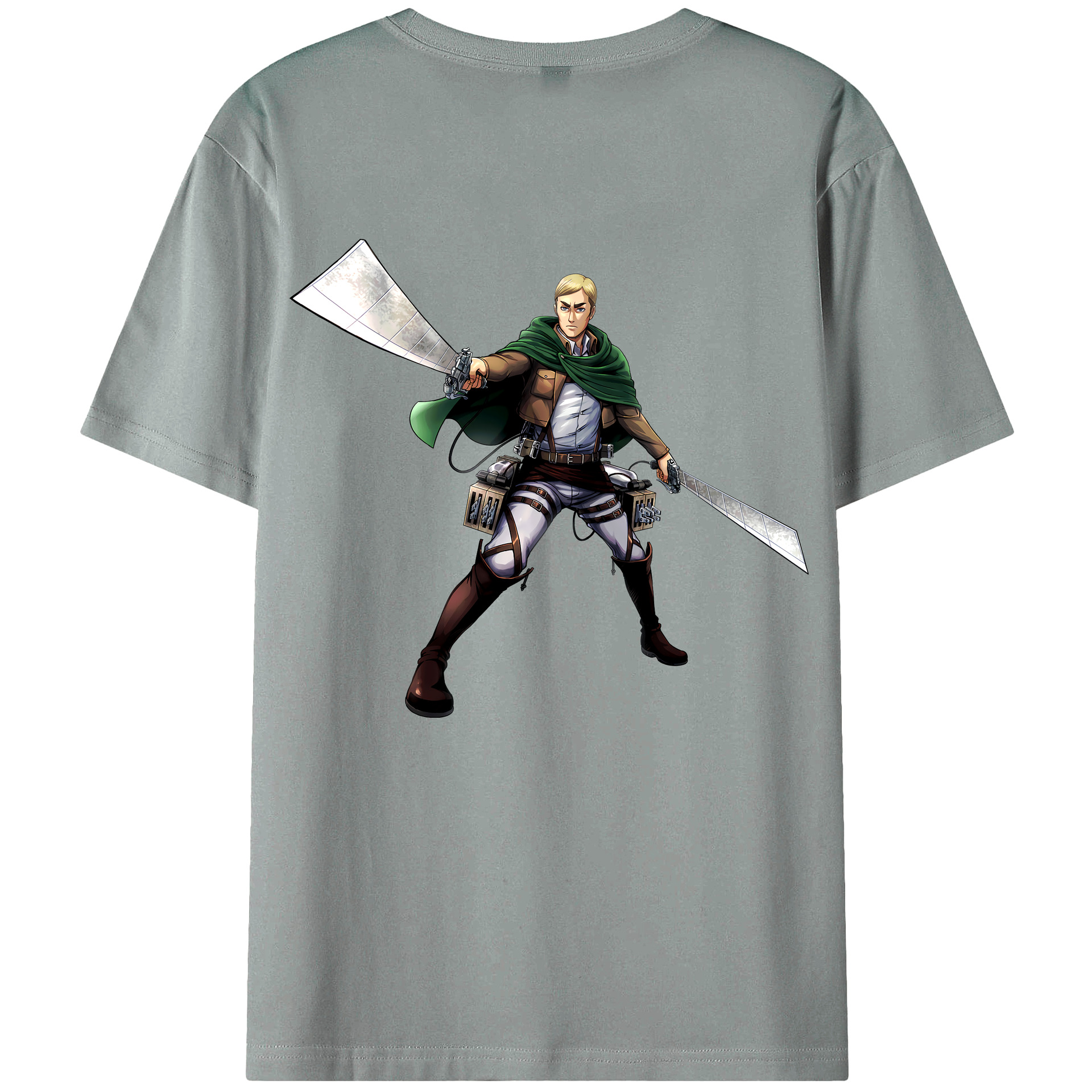 （画像用） 進撃の巨人 エルヴィン・スミス Attack on Titan Erwin Smith 綿100％ メンズ半袖Tシャツ（バックプリント） 通気性